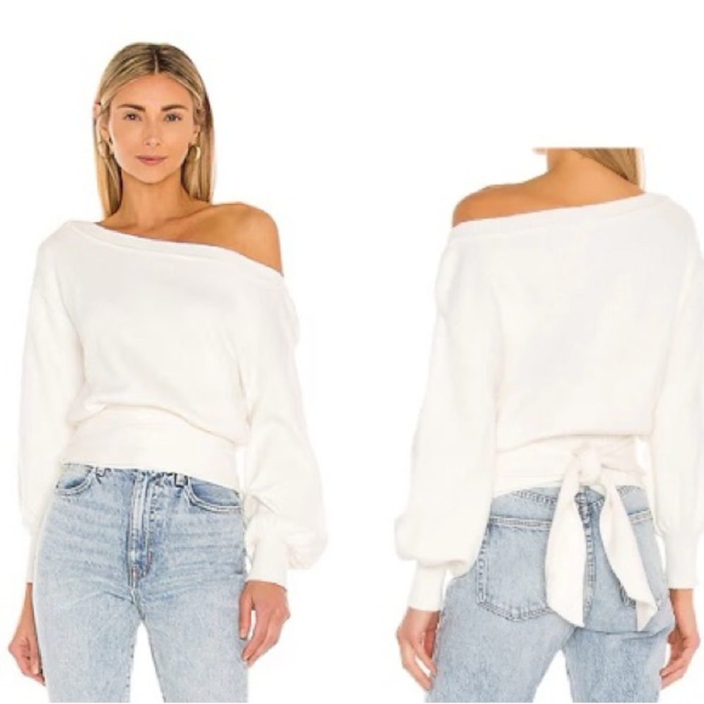 LPA Off-the-Shoulder White Sweater